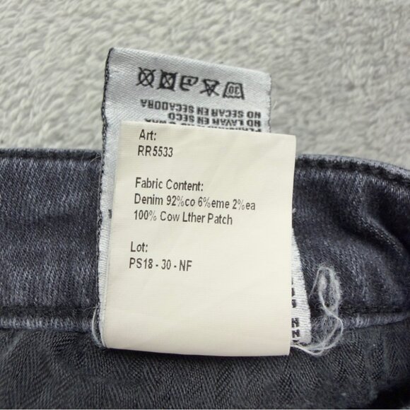 R13 Women's Size 24x25 Jenny Mid Rise w/ Double Shred Hems Black Denim Jeans - Picture 11 of 15